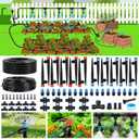 240FT Drip Irrigation System Kit Quick-Connect, Automatic Garden Watering System for Raised Garden Beds, Greenhouse, Yard, Lawn, Plant with 1/2 inch Hose 1/4 inch Distribution Tubing and Accessories