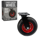 Houseables 8 Inch Caster Wheels, Swivel Wheels, Rubber Casters, Large, for Cart, Heavy Duty, Outdoor, Off Road, Offroad, All Terrain, Flat Free Tire, No Flat, Industrial, Castor, Dolly, Utility Cart