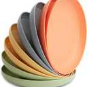 Nook Theory Reusable Wheat Straw Plates 8 Pcs - Non Toxic Kids and Toddler Plate, Microwavable, Dishwasher Safe and Unbreakable Dinnerware (Meadow 9")