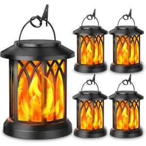 KOOPER 4 Pack Solar Lantern Outdoor Lights, Upgraded Flickering Flame Solar Lanterns Lights Outdoor Waterproof, Hanging Lantern Decorative, Solar Powered Lanterns for Yard Patio Path Tree Garden Decor