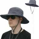 Sun Hat Bucket Hats for Men Women,Outdoor Wide Brim Fishing Hat with Detachable Face Cover & Neck Flap UV Protection (Blue)
