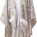 Mellowdy ULazy Blanket, Poncho Shawl Wearable Blanket with Pockets and Sleeves for Women and Men, Warm Snuggie, Soft Fuzzy Robe Fleece Throw for Gifting, Home, Travel (Paisley Print)