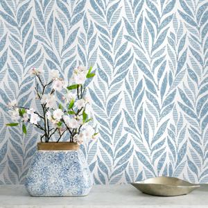 Safiyya Peel and Stick Wallpaper Boho Contact Paper Peel and Stick Modern Bathroom Wall Paper for Bedroom Blue and White Wallpaper Self Adhesive Removable Vinyl Roll 118"x17.3"