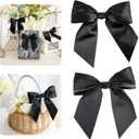 AIMUDI Black Satin Bows 5.5" Bows for Gift Wrapping Satin Twist Tie Bow Premade Ribbon Bow for Treat Bags Invitations Baskets Wreaths Crafts Wedding Birthday Party Baby Shower Decorations, 24 PCs