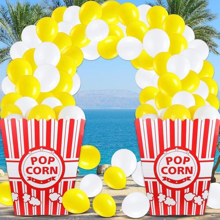 2 Pack Giant Popcorn Box Prop with 200 PCS Balloons (Red)