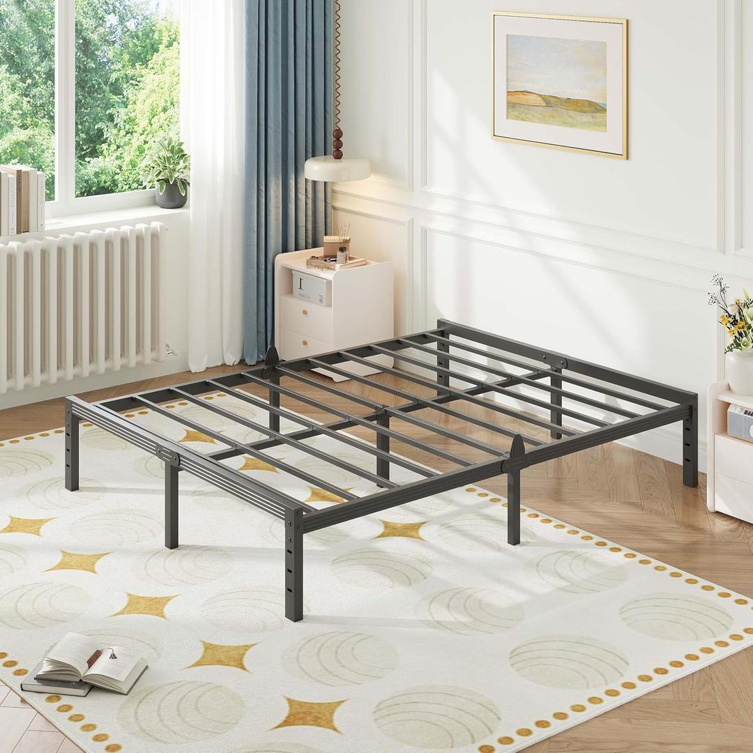 ZIYOO 14 Inch Metal Full Bed Frame Mattress Anti-Slip Design, No Box Spring Needed, Easy Assembly Noise-Free Tools Included, Ideal for Bedrooms, Guest Rooms, Dorms, Hotels & B&Bs