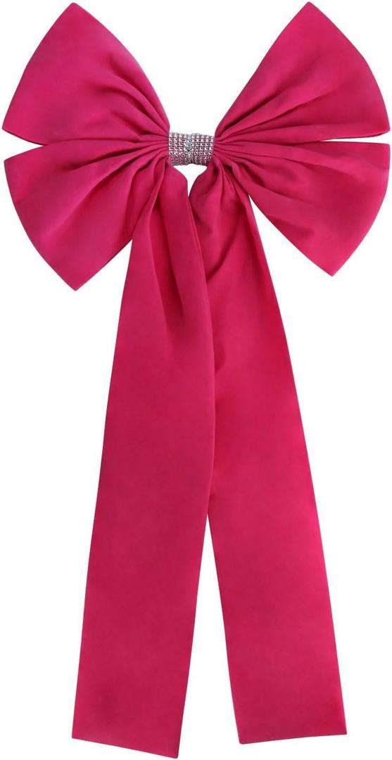 Meseey 36x18 Inches Extra-Large Christmas Tree Topper Bow Hot Pink Velvet Ribbon Gift Bows for Christmas Home Decor, Outdoor Indoor Car Decoration (Hot Pink)