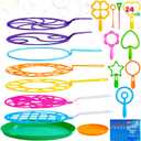 JOYIN Big Bubble Wands Set Bulk for Kids Summer Outdoor Toy Game Activity Party Favors, 18 Pcs Giant Bubble Maker with Tray, 12" Large, 6 Pcs Solution Suitable for All Age People