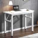 Need 31.5 Inch Folding Computer Desk for Small Spaces, White Study Foldable Writing Table for Home Office, Bedroom, Dorm Room & Student, No Assembly