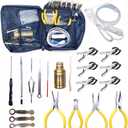 Jiayouy 20PCS Flute Tool Kit, Professional Flute Repairing Maintenance Tool Kit with Carry Bag, LED Leak Light, Key Cover Adjusting Tool, Key Indentation Clip, Pliers, Alcohol Lamp Burner