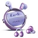 2 in 1 Clip on Open Ear Headphones Wireless Earbuds, 0 Delay Bluetooth 6.0, Ultra-long 140H Play, Auto L-R Recognition Touch Control, Hybrid Noise Reduction for Work Fitness Daily Use, Ctbuds Purple