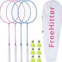 12 Pack Badminton Rackets Set Including Badminton Racquets, Nylon Shuttlecocks and Carry Bag for Outdoor Backyard Games Beginners (Light Pink, Light Blue)