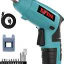 Small 4V Electric Screwdriver,Kiprim ES3 Cordless Screwdriver Tool with Rechargeable Battery,LED Front Light & Power Display Light for Home DIY Blue