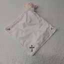 Kinlop Baptism Gifts for Baby Girl Boys Lamb Security Blankets Baptism Lamb with Christian Cross Soft Bedtime Newborn Toy(Pink)