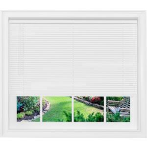 Cordless Light Filtering Mini Blind - 45 Inch Width, 25 Inch Length, 1" Slat Size - Pearl White - Cordless GII Morningstar Horizontal Windows Blinds for Interior by Achim Home Decor