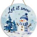 Let It Snow Sign Snowman Winter Decorations for Home Winter Wreath Snowman Door Decorations Wreath Front Door Hanger for Porch Wall Indoor Home Decor 10 x 10 inches