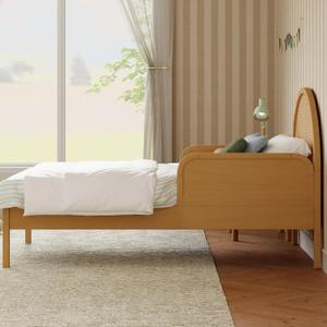 Babyletto Twin/Full Bed Guardrail for Single-Side Use - Removable, Wooden Bed Rail for Toddlers - GREENGUARD Gold Certified Baby Bedside Rail Guard for Safe Sleep - Tools-Free Setup - Honey