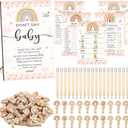 Patelai 321 Pcs Rainbow Baby Shower Game Supplies for Girl or Boy 5 Set Include 50 Activity Cards 20 Pencils 1 Don't Say Baby Sign 50 Clothespins for Price Is Right Prediction Bingo Game Party Decor