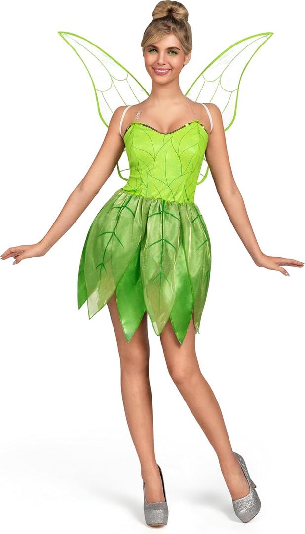 Spooktacular Creations Women Green Fairy Fairytale Dress with Fairy Wings Costume Set for Adult Halloween Costume (Small)