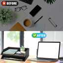 Beeveer 2 Pcs Wooden Letter Tray Wood Letter-Size Desk Organizer Heavy Duty 2 Tier Stackable Support Paper Tray Desktop Drawer File Folder Magazine Office Accessories Back to School(Black)