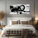 ANCXWOTER Large Canvas Wall Art for Living Room Bedroom Abstract Line Black and White Picture Ink and Wash Artwork Canvas Prints 24x48 Inch