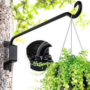 Qiang Ni Plant Hanger Outdoor: 16 Inch Bird Feeder Bracket for Garden Patio Decor - Swivel Adjustable Wall Mount Plant Hook for Hanging Flower Baskets