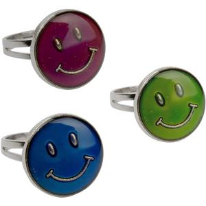 Authentic Adjustable Mood Ring,Smiley Face - Pack of 3