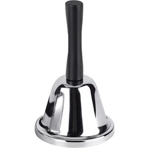 MROCO Loud Hand Bell, Silver Steel Hand Bells for Adults, Dinner Bells for Inside Classroom Bell, for Food Line, Alarm, Jingles, Ringing (1 Count)
