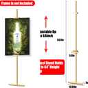 Adjustable Easel Stand for Picture Frames, Holds Frames Up to 64" Tall - Sturdy Metal Floor Easels for Art, Signs, Photos | for Home, Office, Gallery Display (Golden)