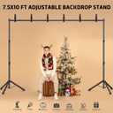 3-in-1 Adjustable Backdrop Stand 10 x 7.5 FT, Portable Photography Background Stand Kit with Carrying Bag, 6 Clamps & 2 Sandbags for Studio, Party, Video, Banner Display