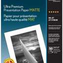 Epson Ultra Premium Presentation Paper MATTE (8.5x11 Inches, 50 Sheets) (S041341),White