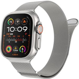 MARGE PLUS Compatible with Apple Watch Band 38mm 40mm 41mm 42mm 44mm 45mm 46mm 49mm Women Men, Stainless Steel Mesh Loop Magnetic Clasp Replacement for iWatch Series 11 10 9 8 7 6 5 4 SE3 SE2 Ultra 3 (Titanium)