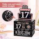 3 x Money Gift Box, 17th Birthday Decorations For Girls, Birthday Gifts For 17 Year Old Girl With 100Pcs Transparent Bags - Black & Rose Gold