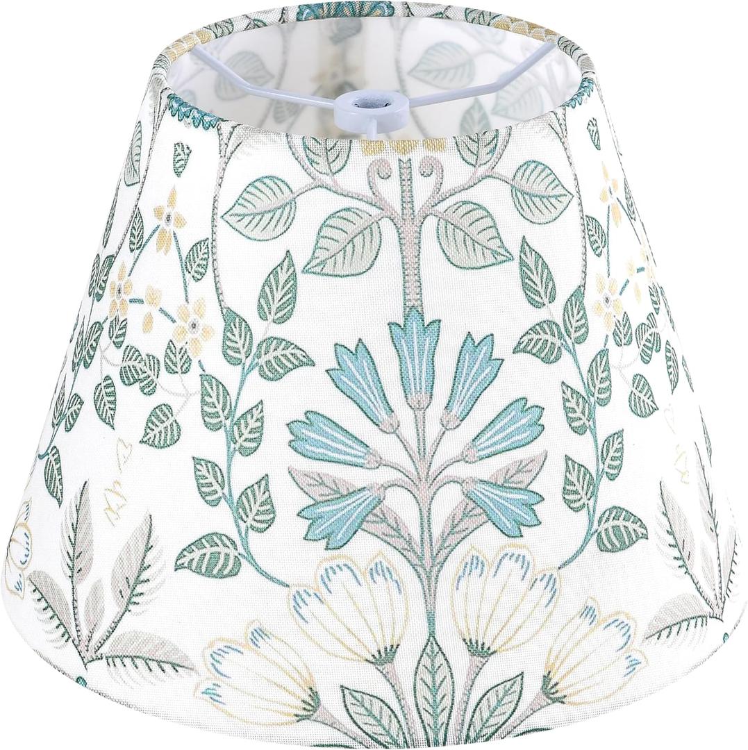 GO&SO Small Bell Lampshade Multi-Floral-5"Top 9" Bottom 6.4" High (Clip-on/Spider) Drum Lamp Shade for Table Lamps & Wall Lamps Modern Printed Lampshade Replacemnt,Barrel & Scallop Shade -1 Pack