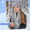 4 Pcs Winter Faux Fur Set for Women Fur Collar Scarf Wrap Winter Fuzzy Bucket Hat Ear Muffs Foldable Wrist Cuffs Accessories