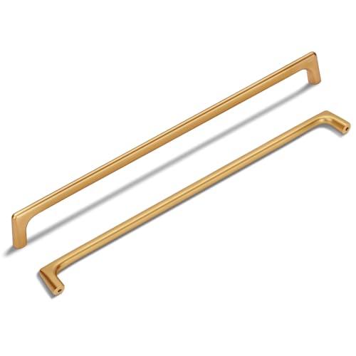 6 Pack 16 Inch Hole Center Modern Brushed Champagne Bronze Cabinet Pull Handle Timeless Vanity Drawer Pull Handle Classic Cabinet Hardware for Kitchen Bathroom, Champagne