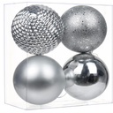 Christmas Ornaments Balls 4.7" Large Christmas Decorations Xmas Tree Shatterproof Big Silver Christmas Ball Ornaments with Hanging Loop for Wedding Holiday Halloween Party Indoor Outdoor Decor 4 Pcs