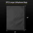 Petutu 5 Pack Large Clear Baskets Bags, Cellophane Wrap for Gift 2 Mil Thick (18"x30") 45X75CM (5)