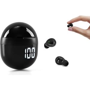 Invisible Mini Sleep Earbuds Wireless Bluetooth, Ultra-Light Comfort Fit Sleep Headphones for Side Sleepers, Unique Tumbler Portable Charging Case, Soft In-Ear Ear Plugs for Sleeping Small Ears Gym, Black