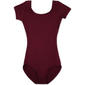 Capezio girls Short Sleeve Leotard - Girls (Large, Maroon)