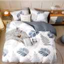 OAITE Duvet Cover Set,100% Cotton Comforter Cover with Leaf Pattern Duvet Cover Set,Soft Bedding Set Includes with 3 Piece (2 Pillow Shams,1 Duvet Cover)