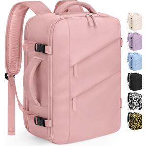 Capolo Travel Backpack for Women Men Waterproof Laptop Backpack Flight Approved Carry On Backpack Overnight Weekender Bag College Bookbag for Business, Work, Traveling Fits 15.6 '' Laptop,Pink