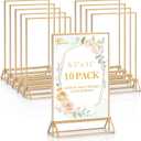 EHWINE 10 Pack 8.5×11 Clear Acrylic Sign Holder with Gold Borders and Vertical Stand, Double Sided Table Menu Holders Picture Frames for Wedding Table Numbers, Restaurant Signs, Photos and Art Display