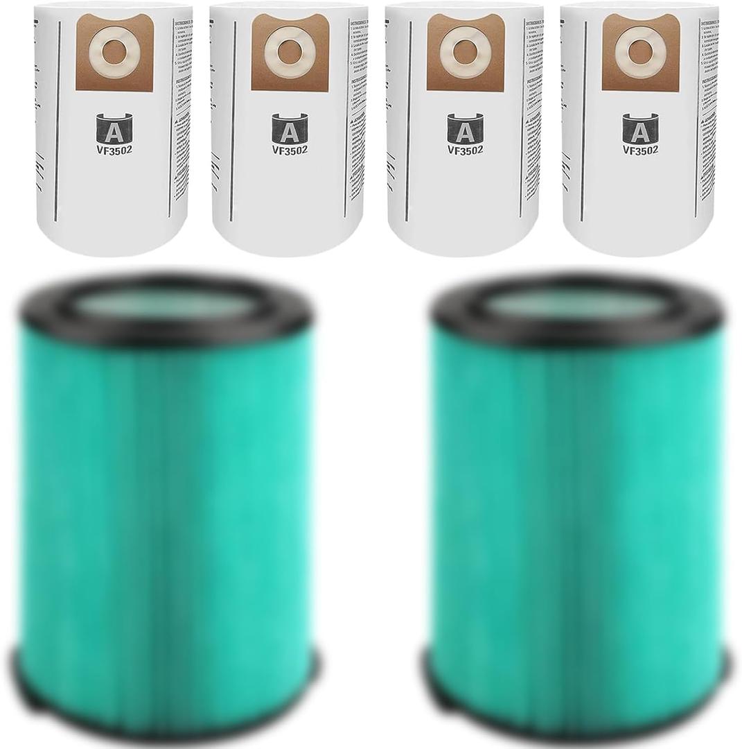 VF6000 Filter for Ridgid 5-20 Gallon Wet Dry Vacuums, 5-Layer HEPA Filter Fits WD5500 WD0671 WD6425 WD7000 (2 Pack VF6000 Filters + 4 Pack VF3502 Bags)