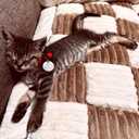 Cattasaurus Washable Pet Friendly Couch Covers for 3 Cushion Sofa, Comfort Cat Beds for Indoor Cats, Cozy Kitten Bed, Super Soft Plush Pet Bed for Cat/Dog with Anti-Slip Bottom (Large, Deep Coffee)