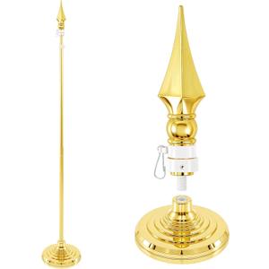 Moxweyeni Indoor Flag Pole Kit Telescoping 8 ft Flag Pole with Base Heavy Duty Aluminum Gold Flagpole and Stand for Office School City Hall, No Ensign Included