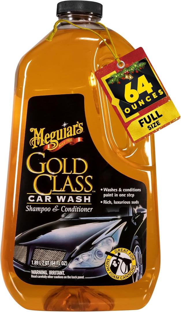 Meguiar's Gold Class Car Wash - Get Professional Results in a Foam Cannon or as a Bucket Wash - Get a Clean and Glossy Finish That's Safe for All Paint Types - 64 Oz