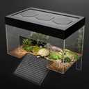 Turtle Basking Platform,11.8*7.8*7.8inch Small Land Elevated Topper Decor,Red Eared Slider Hanging Habitat Enclosure Cage,Cuckold Tank with Lid,Tortoise House for Semi Aquatic Baby Terrapin