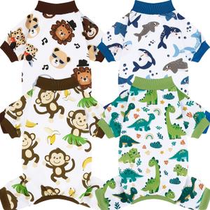 XPUDAC 4 Pack Dog Pajamas Comfy Strechy Doggie Pjs Puppy Clothes for Small Medium Dogs Boy Girl Cat Pet Outfits, 2XL (XX-Large(Chest-22.8"))