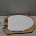 Mayfair Bennett Toilet Seat with Chrome Hinges, Slow Close Wood Seat, Secure Metal Hinges, Easy Install, Made in USA, Elongated, White